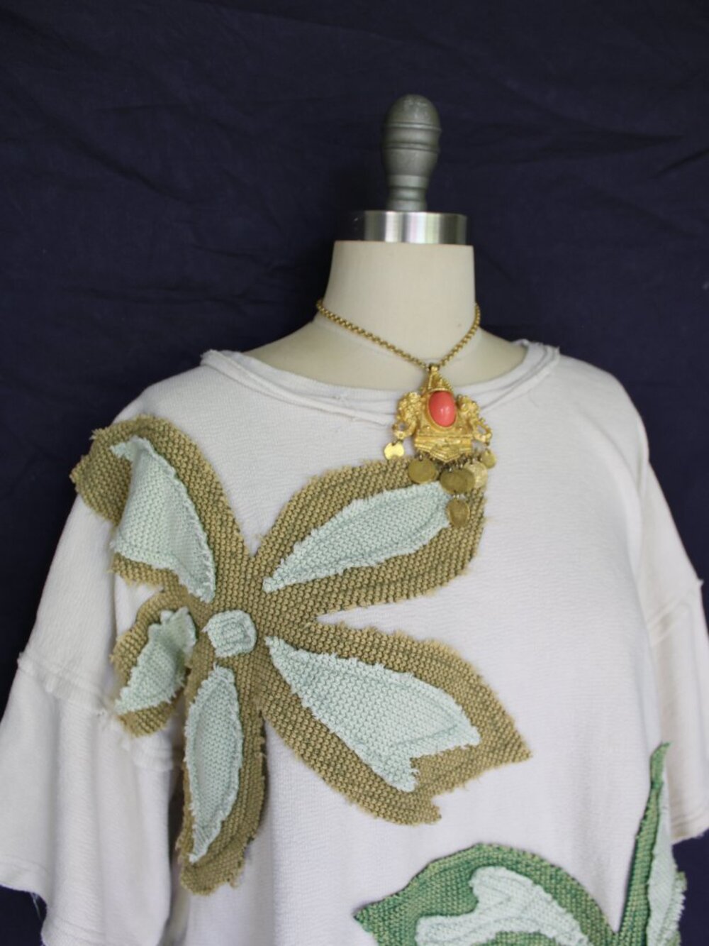 Oli & Hali oversized Flower applique Patchwork patch tunic Top free people S - Picture 5 of 11